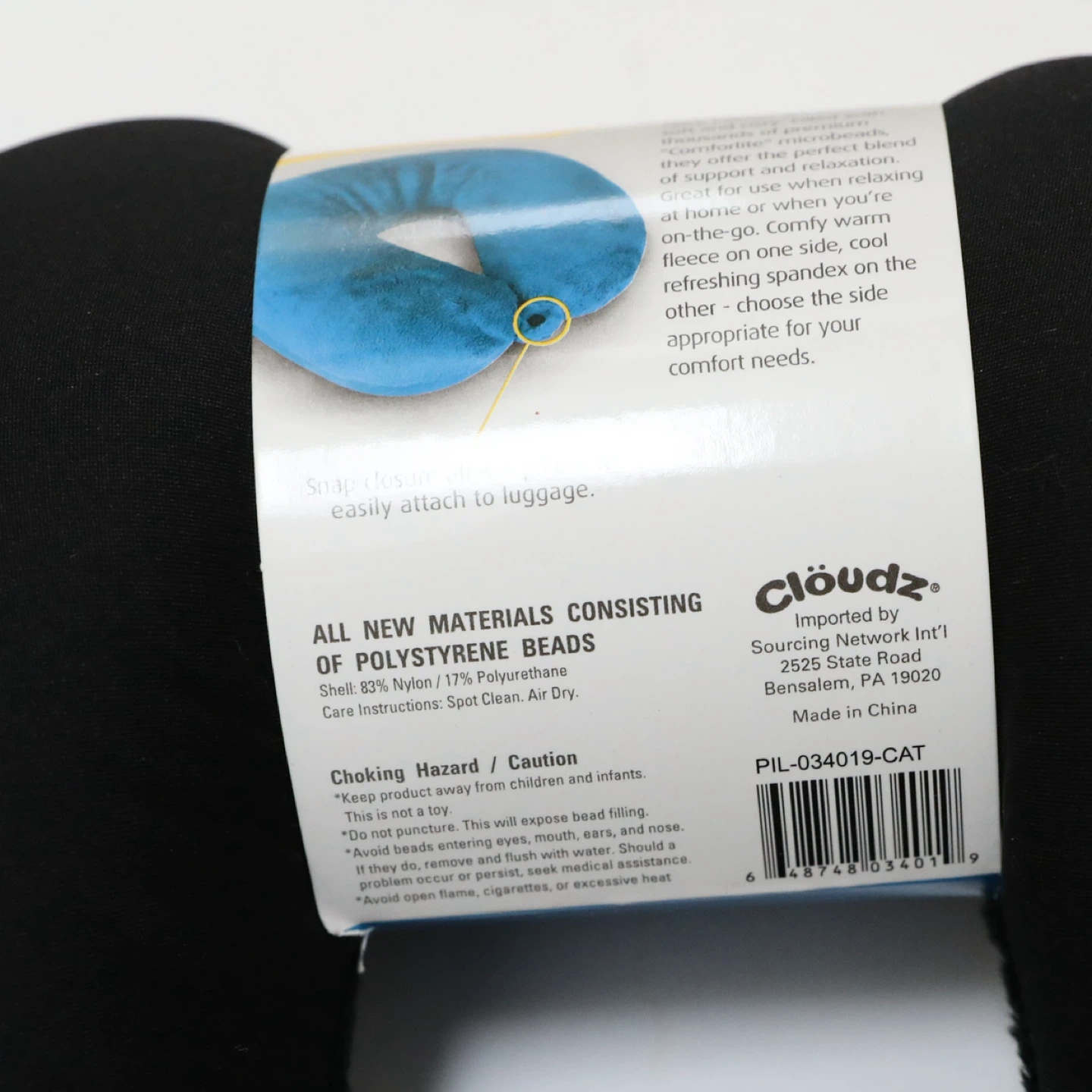 Cloudz microbead neck travel pillow black soft - photo 4