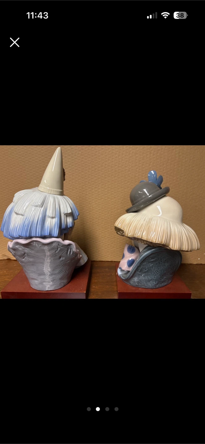 Set of 2 Sad Clown Llandro Ceramic Figurines - photo 2