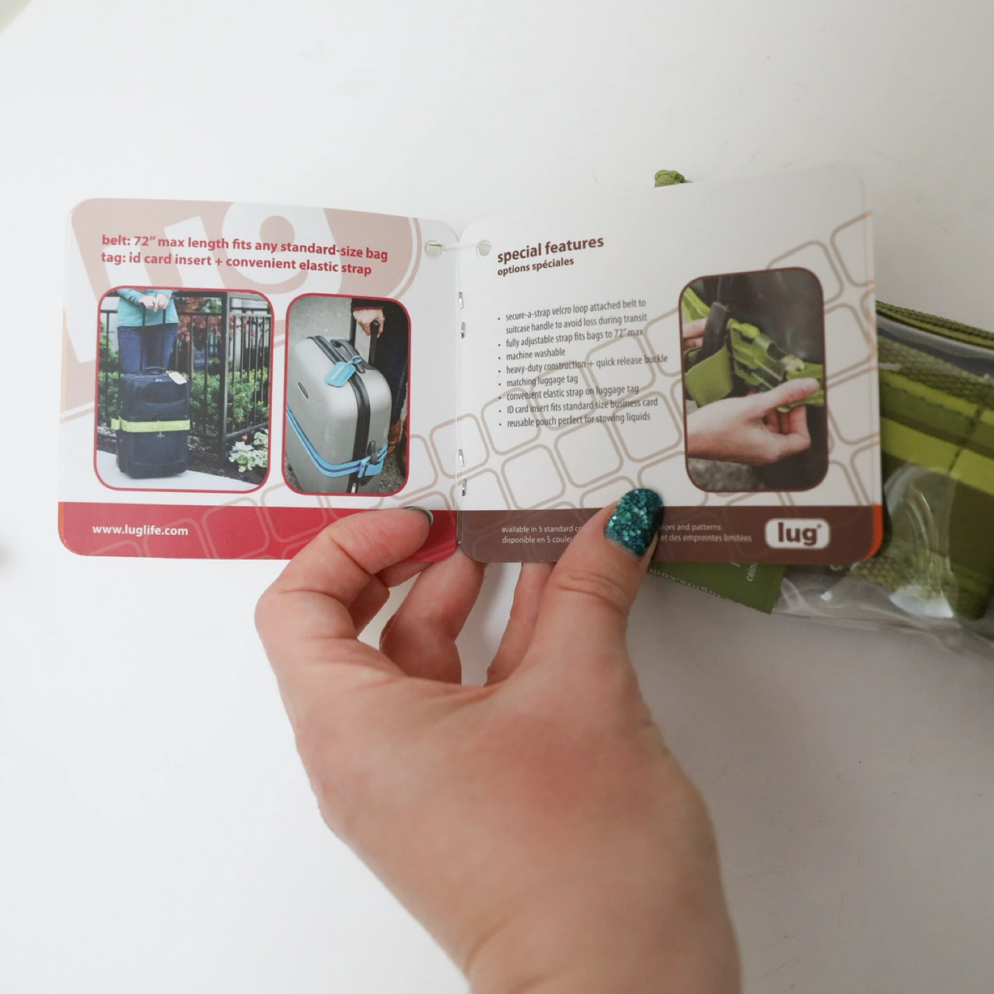 Set of 2 Lug luggage belt and tag olive green travel suitcase - photo 5
