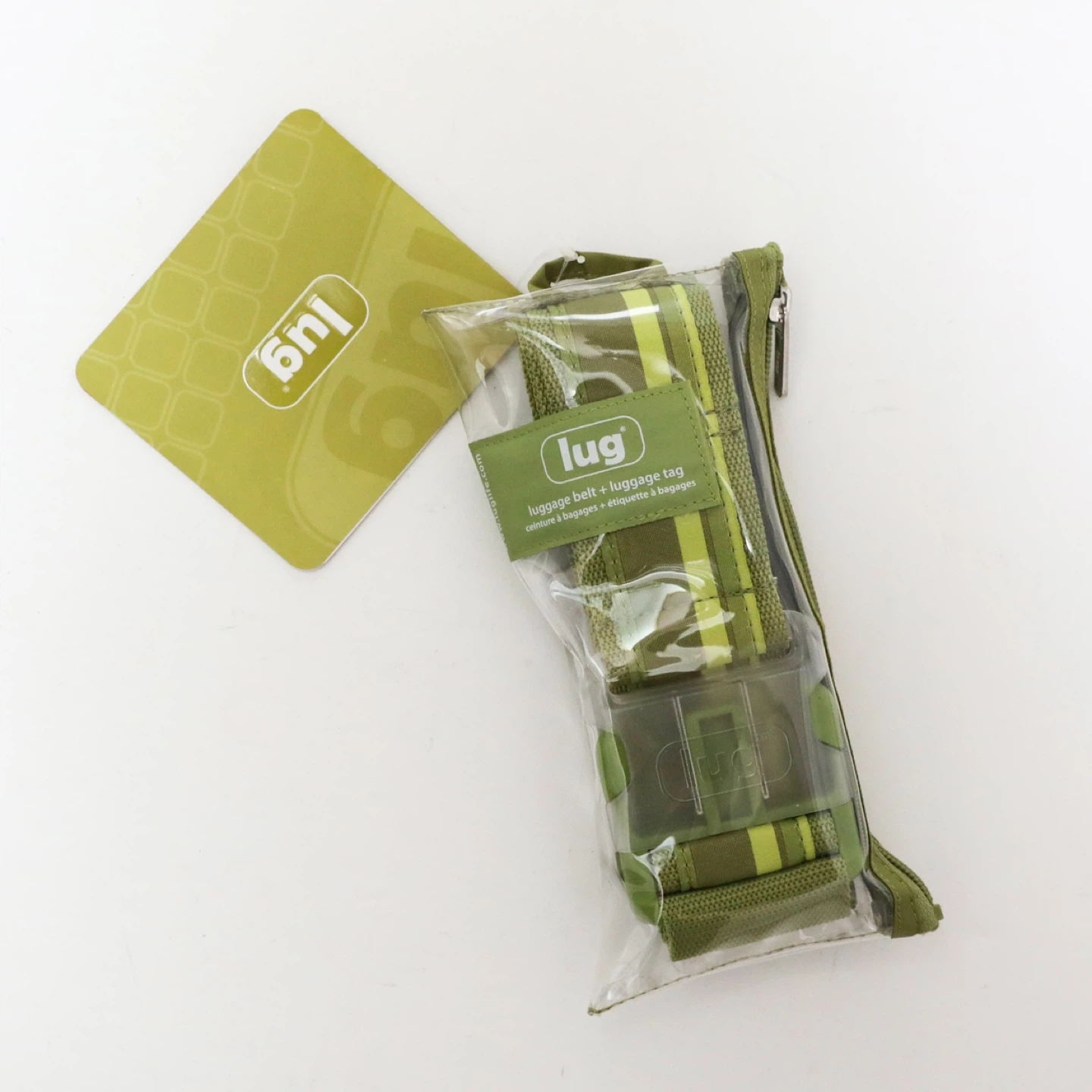 Set of 2 Lug luggage belt and tag olive green travel suitcase - photo 2