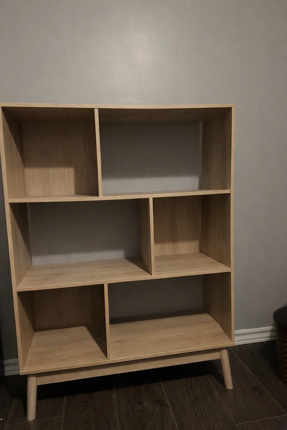 Wood bookshelf with multiple shelves