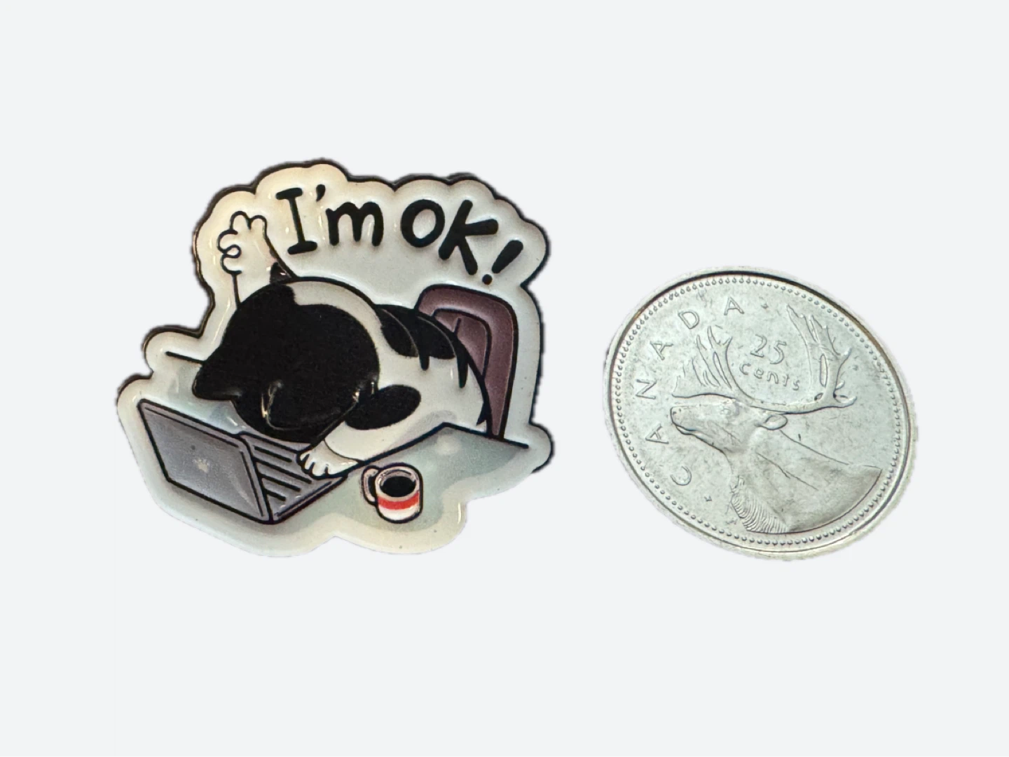 Funny Cat "I'm OK!" Laptop Enamel Pin - photo 2