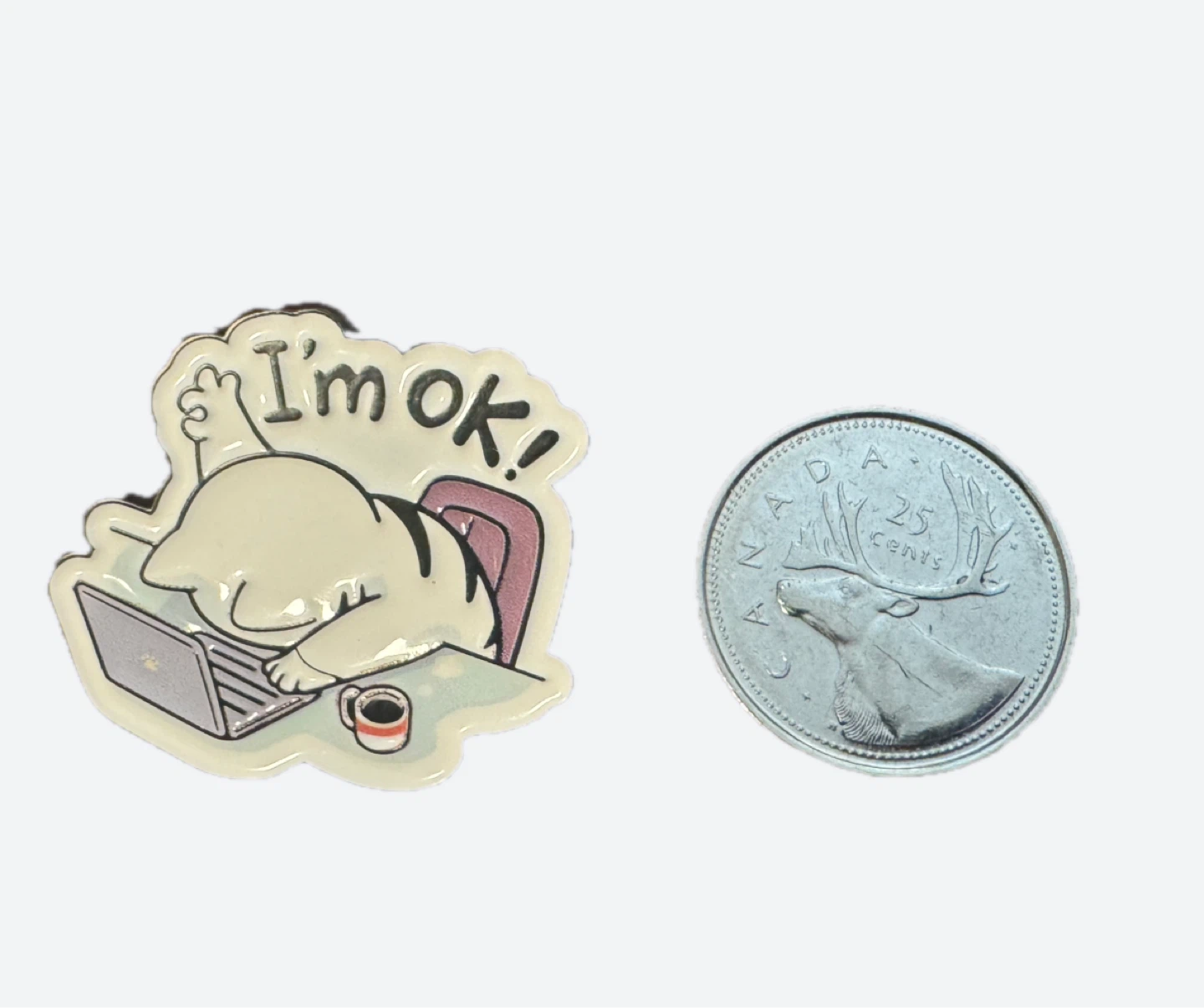 Funny Cat "I'm OK" Enamel Pin - photo 2