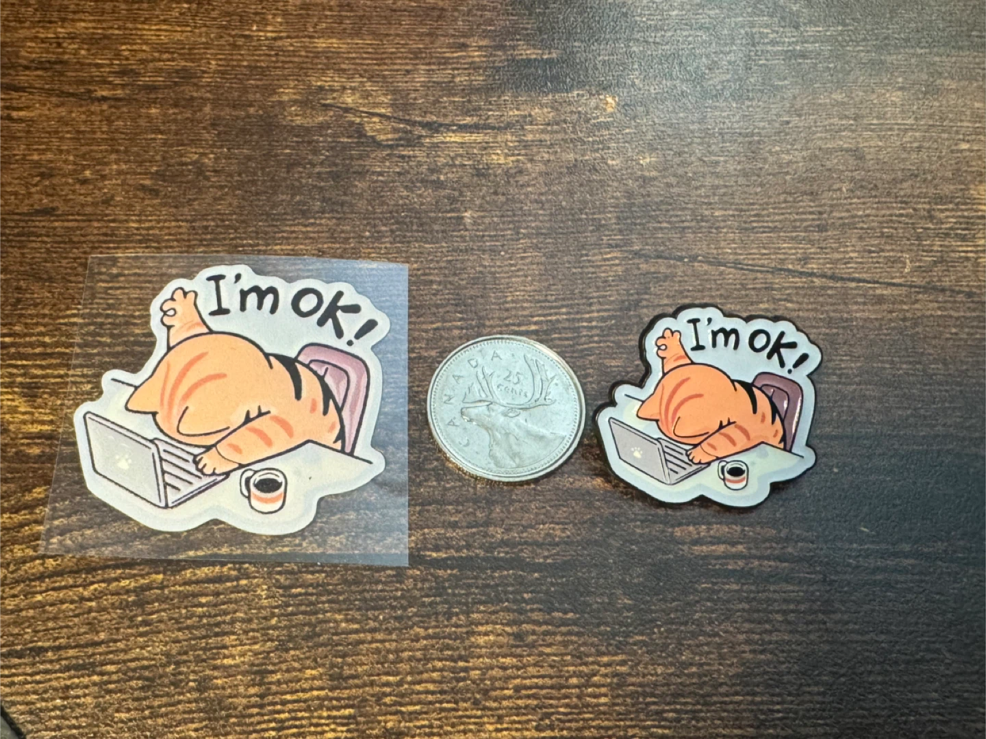 NEW Funny "I'm OK!" Cat Laptop Sticker & Enamel pin - photo 2