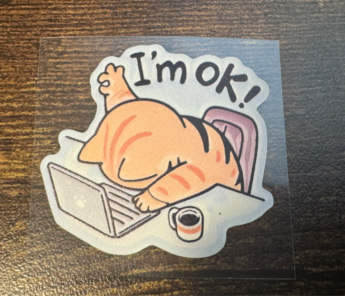 NEW Funny "I'm OK!" Cat Laptop Sticker & Enamel pin - photo 4