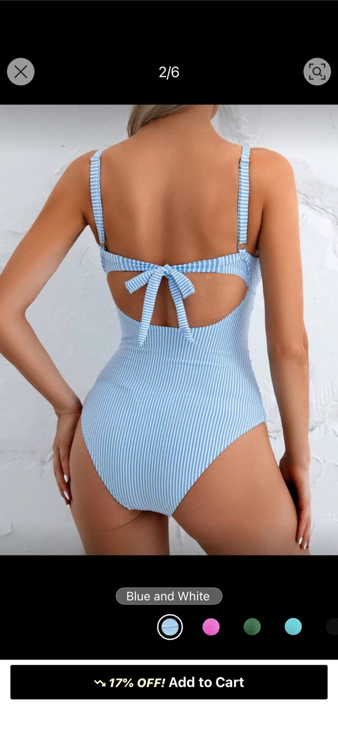 Brand new Blue and White Striped One-Piece Swimsuit - photo 2