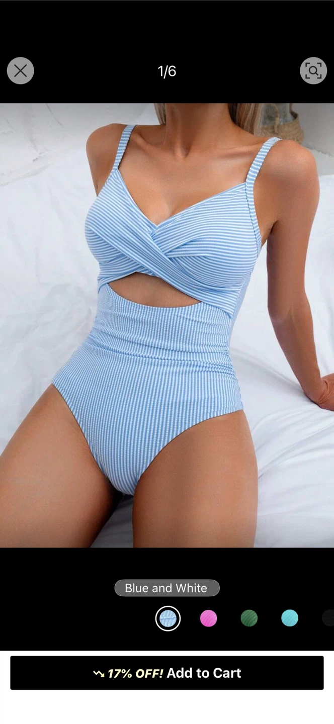 Brand new Blue and White Striped One-Piece Swimsuit