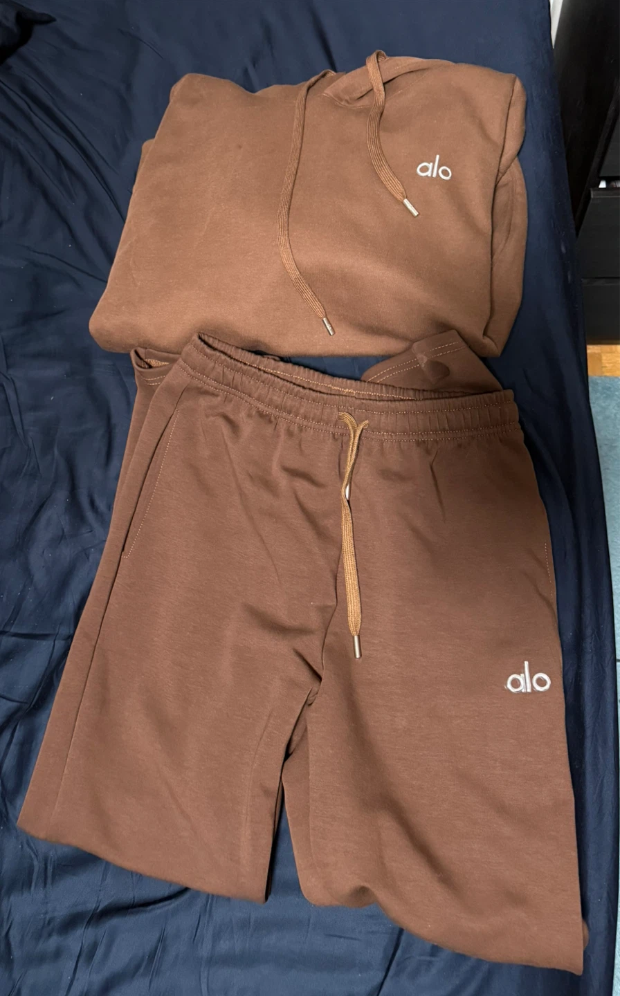 Alo Yoga Brown Sweatpants and Hoodie Set MEDIUM Size - photo 4