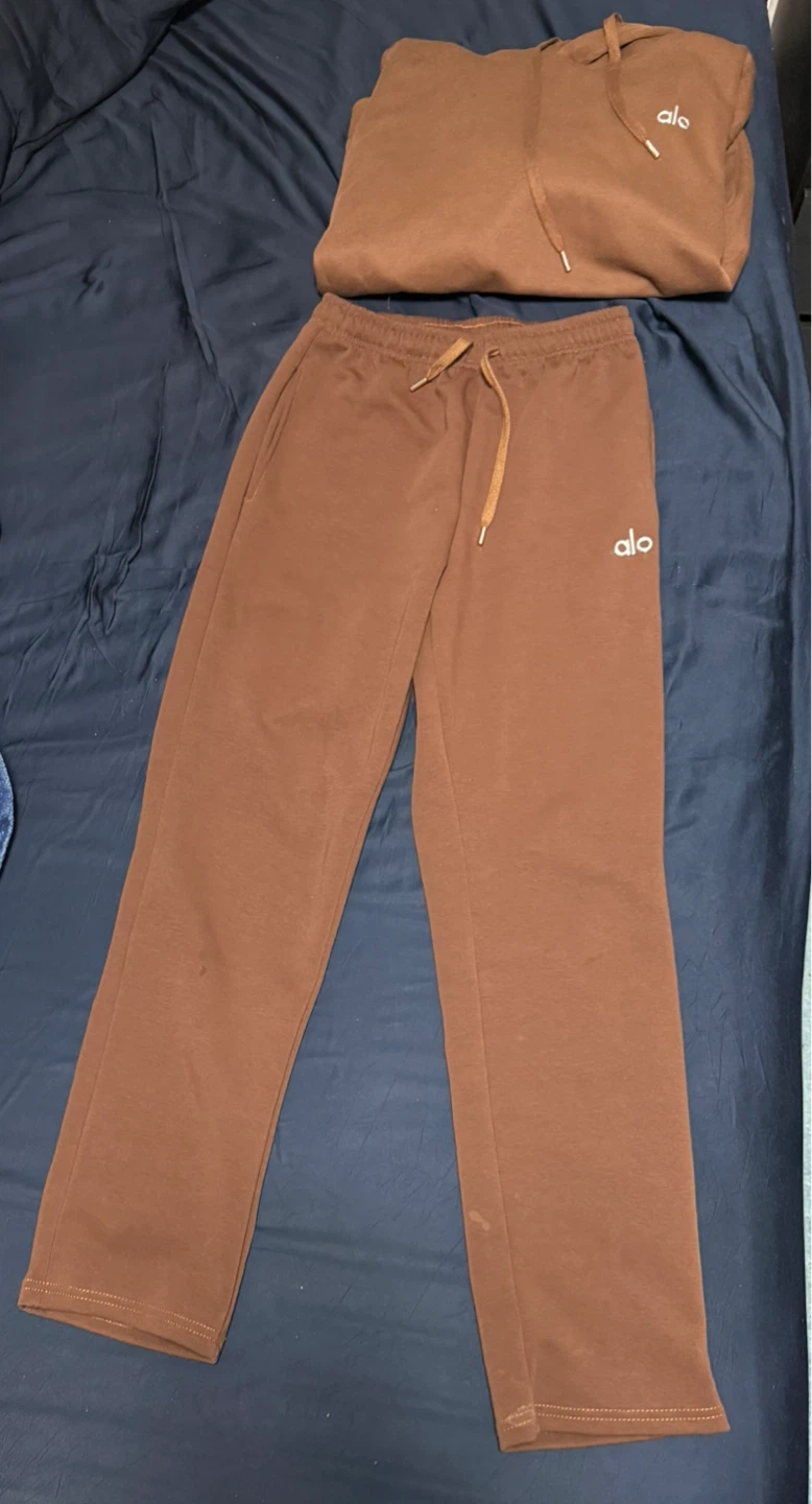 Alo Yoga Brown Sweatpants and Hoodie Set MEDIUM Size - photo 5