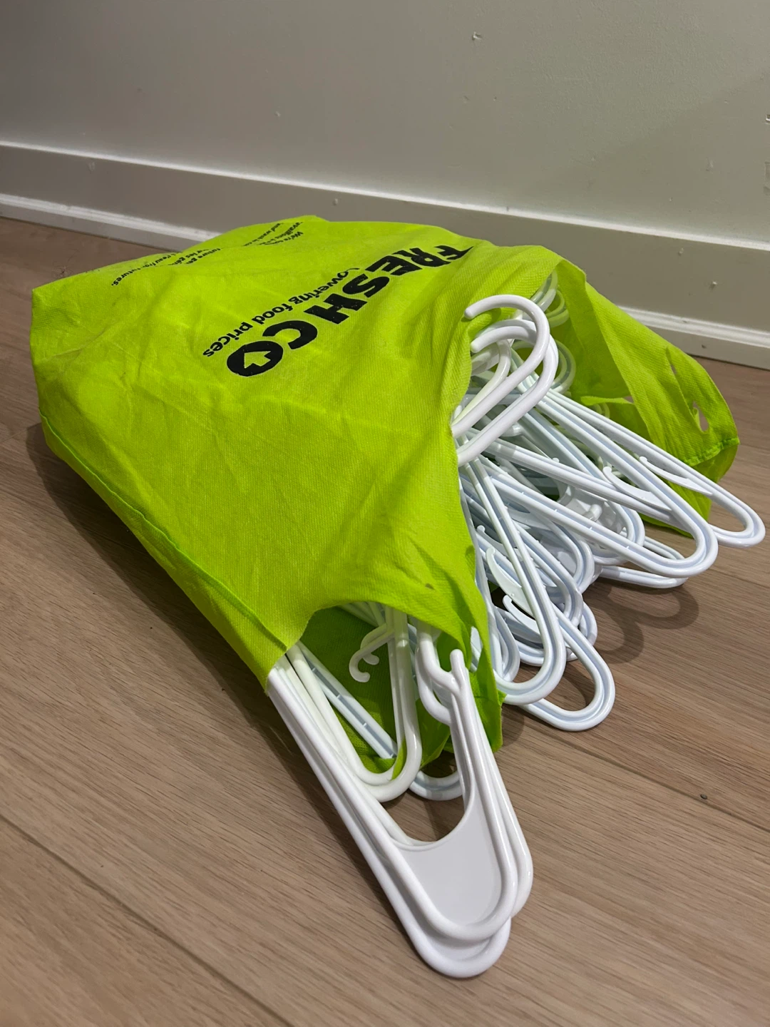 bag of white plastic hangers (35+)