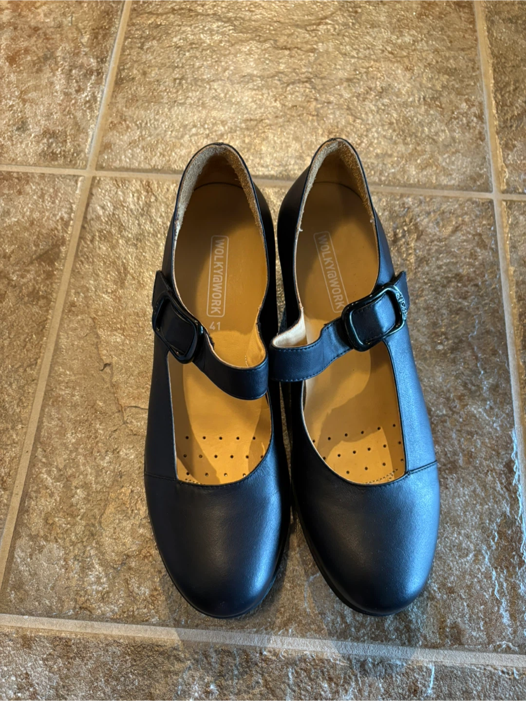 Wolky@work Mary Jane Shoes - Navy Leather