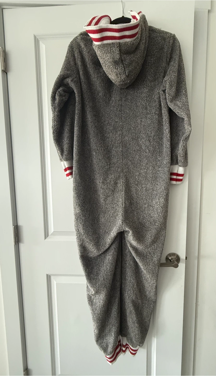 Grey Onesie Pajamas with Red Stripes - photo 4