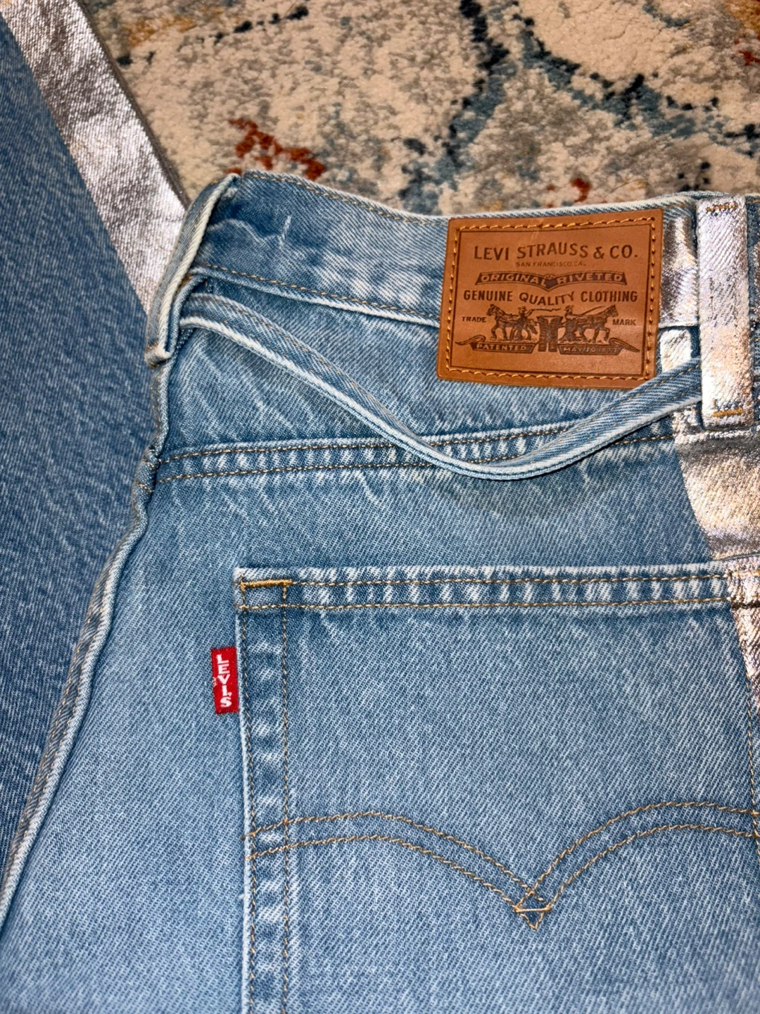 Levi's Straight Leg Jeans with Silver Side Stripe - Size 27 - photo 2