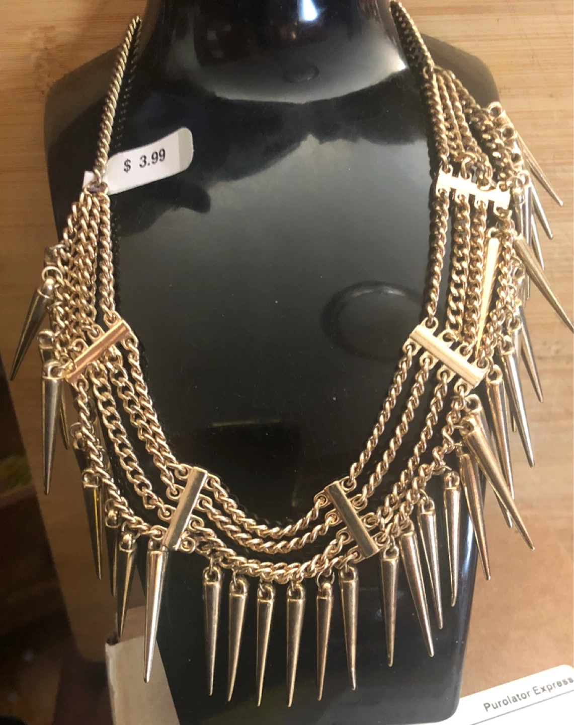 Gold Multi-Chain Spike Necklace - photo 2