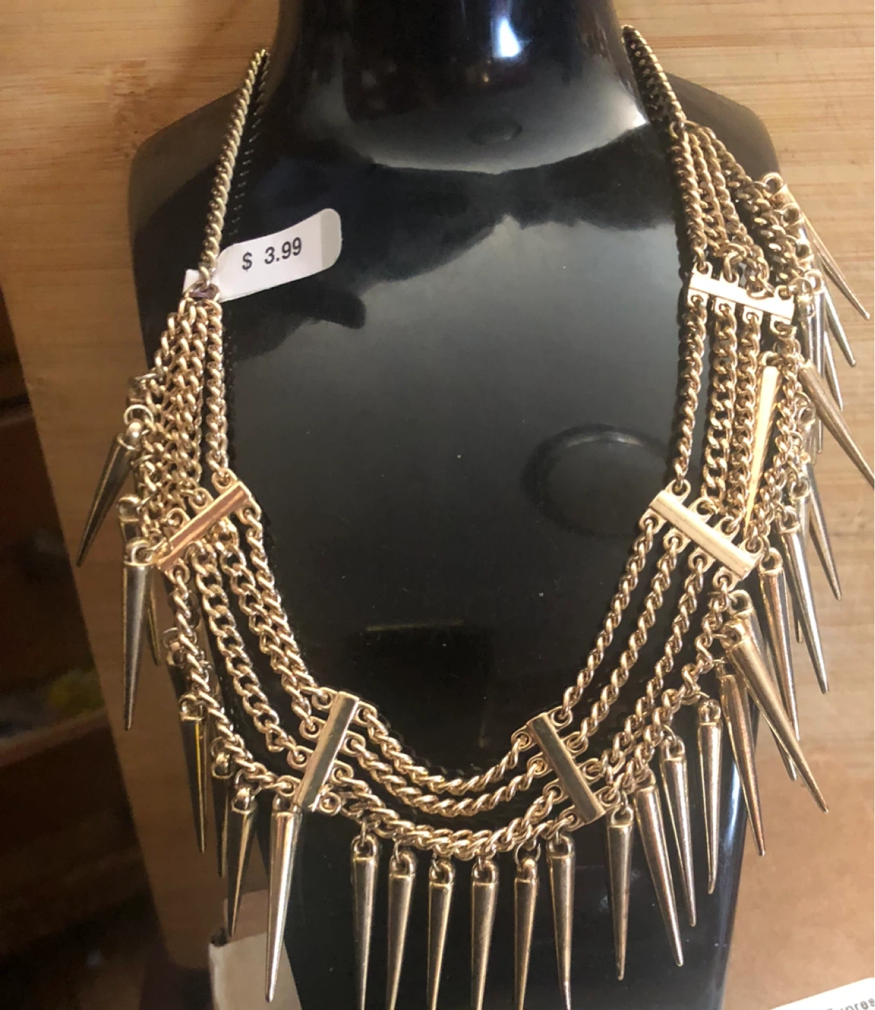 Gold Multi-Chain Spike Necklace - photo 3