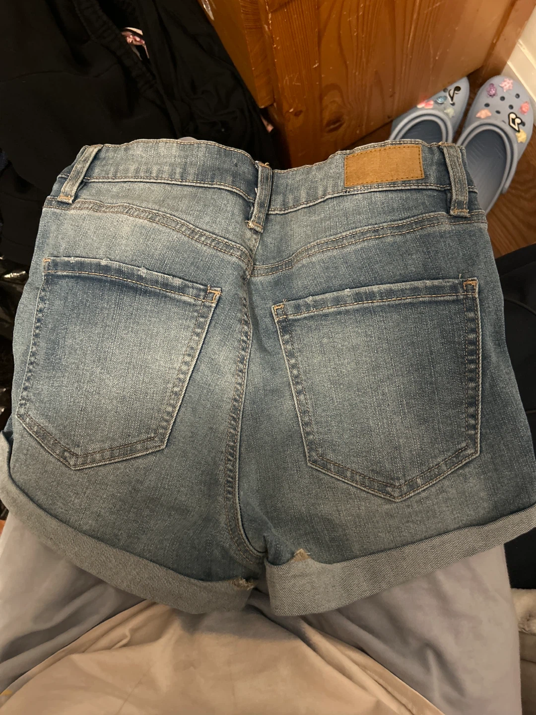 Denim Jean Shorts with Rips - photo 2