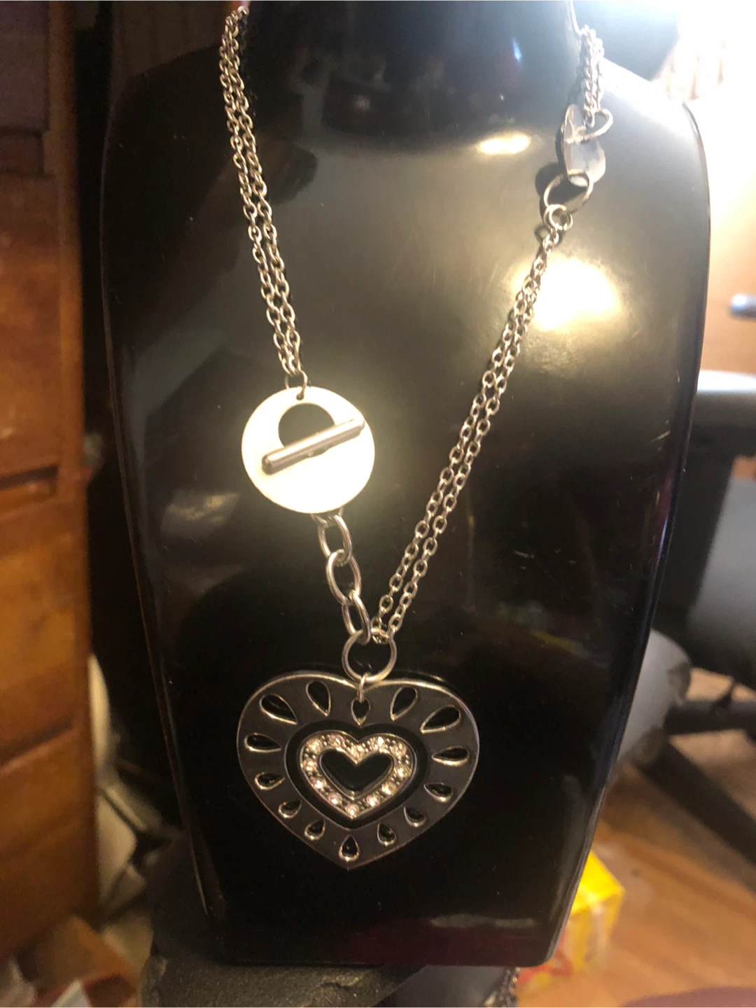 Silver tone heart pendant necklace - photo 5