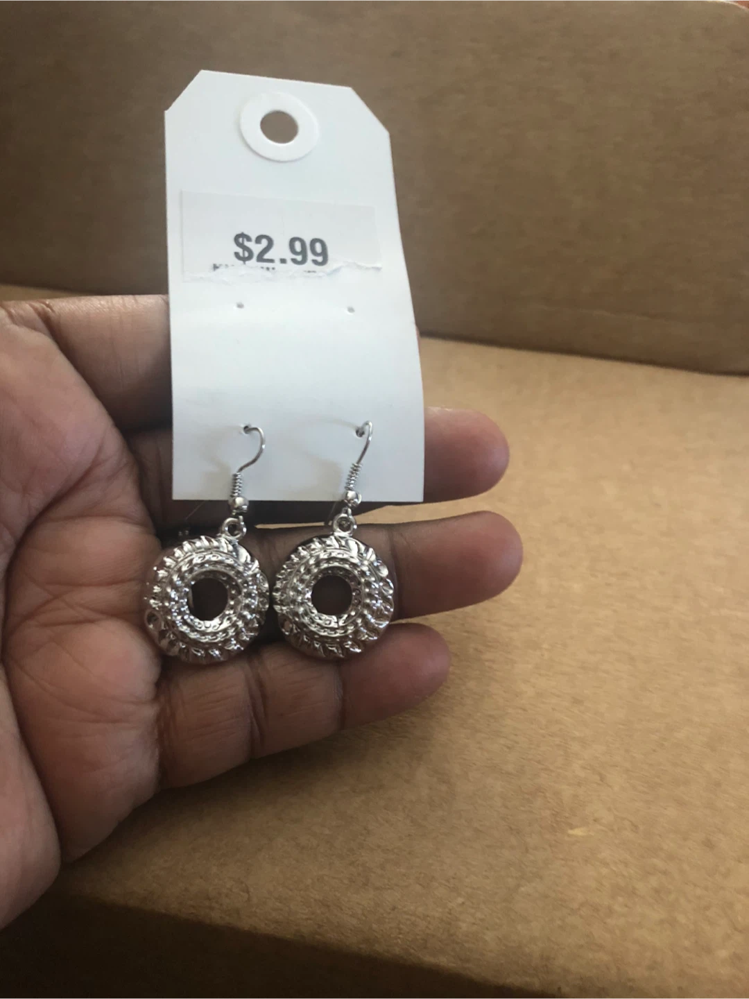 Silver Tone Round Hoop Earrings