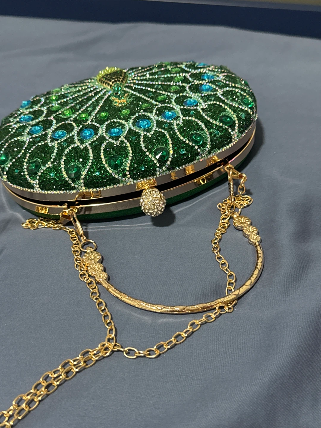 Embellished Peacock Clutch Evening Bag Green - photo 5