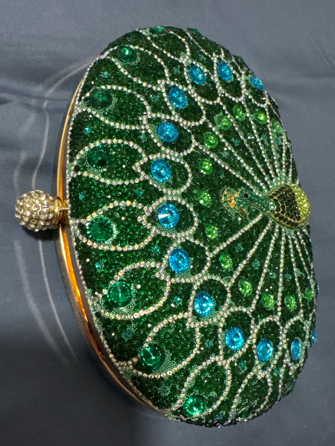 Embellished Peacock Clutch Evening Bag Green - photo 3