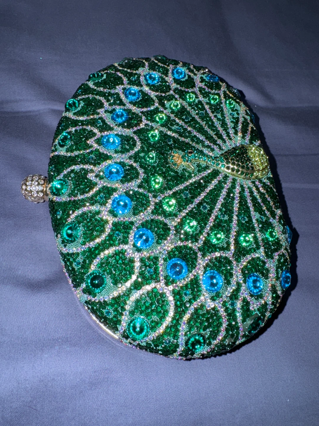 Embellished Peacock Clutch Evening Bag Green - photo 2