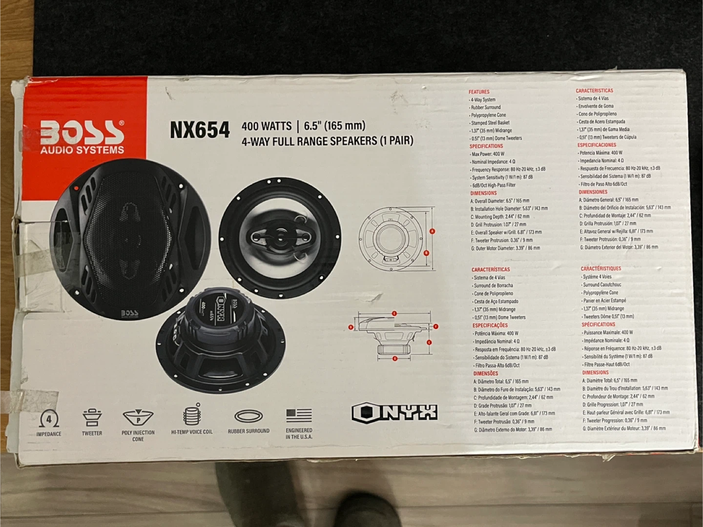 BOSS NX654 400 Watts 6.5" 4-Way Full Range Speakers (1 Pair)