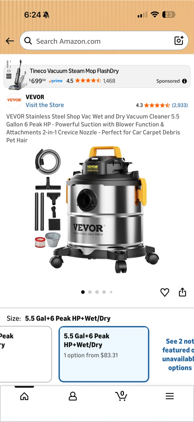 VEVOR Stainless Steel Wet Dry Vacuum Cleaner