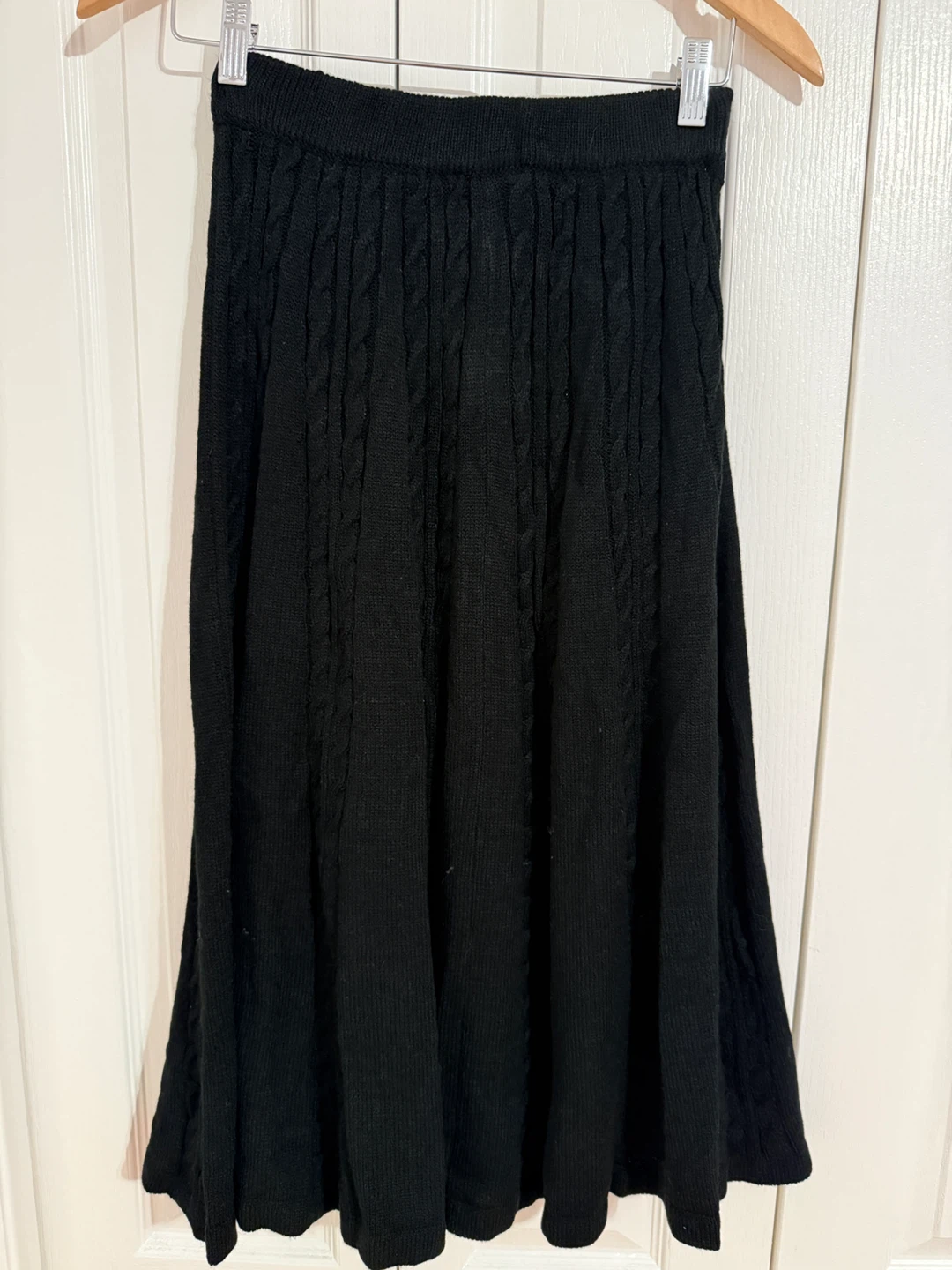 Black Cable Knit Midi Skirt - photo 2