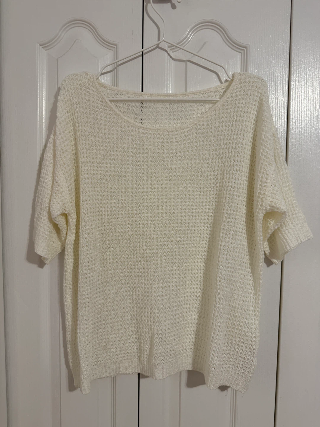 Cream Waffle Knit Top