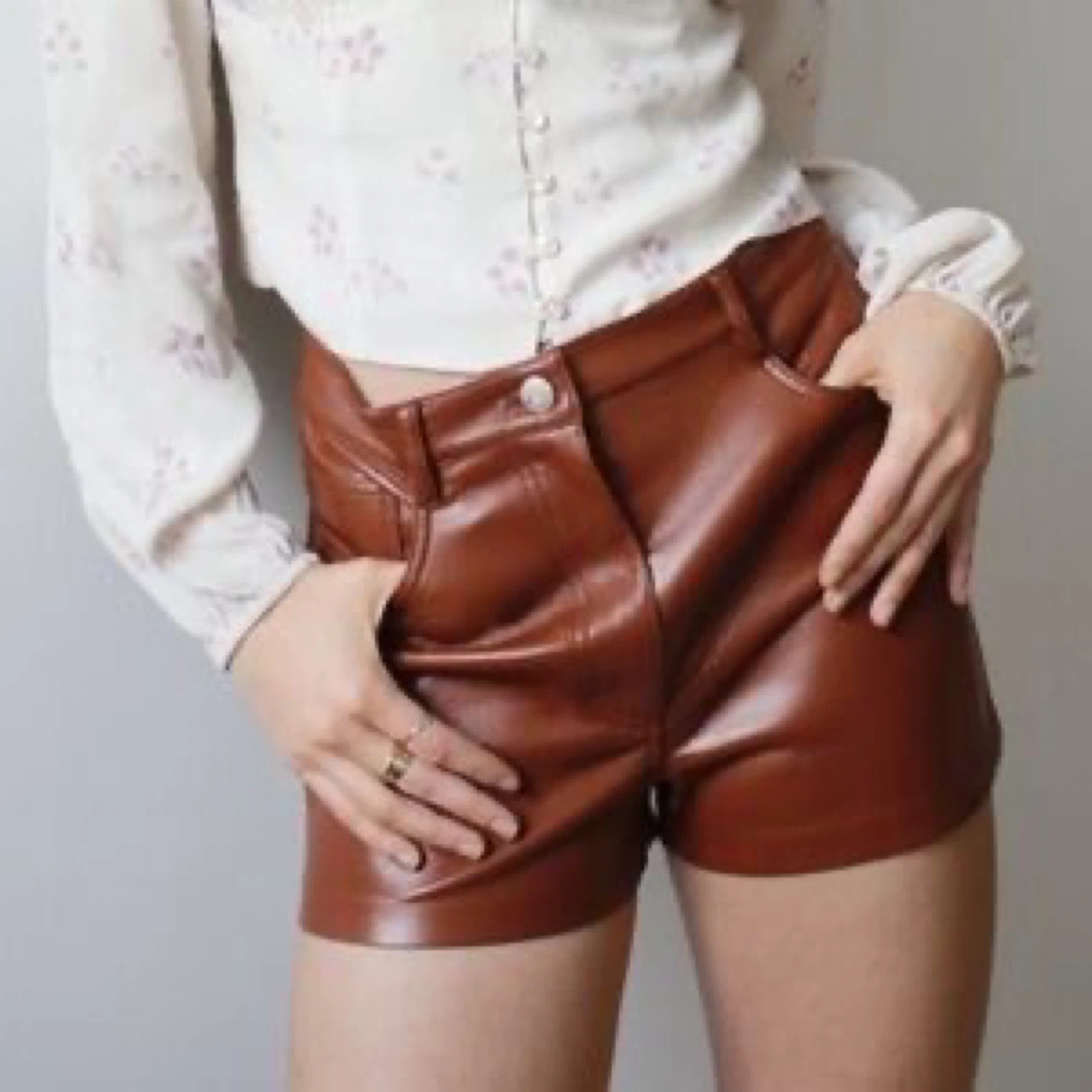 Aritzia Wilfred Melina Faux Leather Shorts | Brown