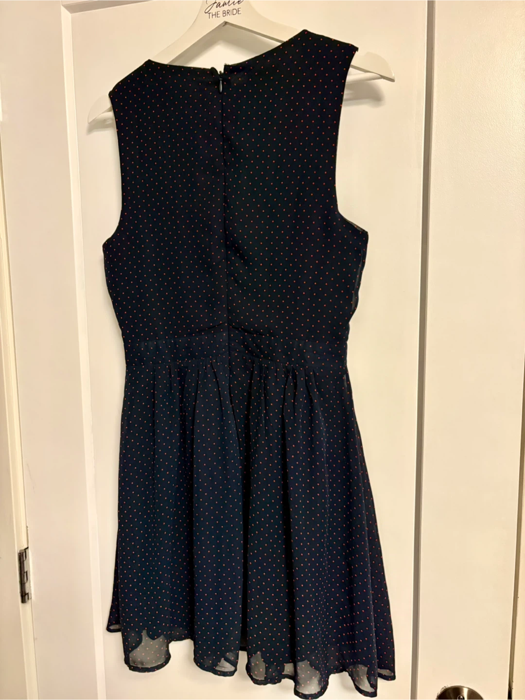 Navy Polka Dot Sleeveless Mini Dress - photo 2