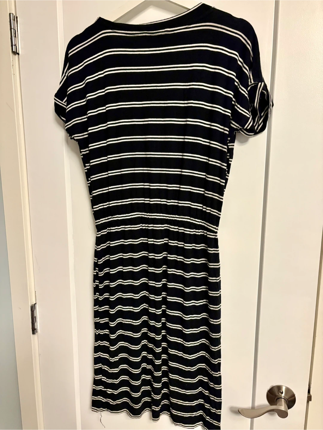 V-Neck Jersey Dress - Black/White - photo 2