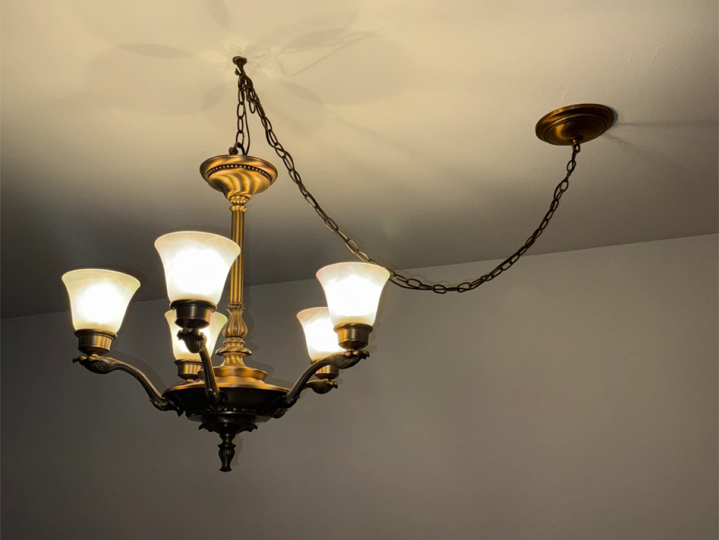 Vintage 5-Light Brass Chandelier