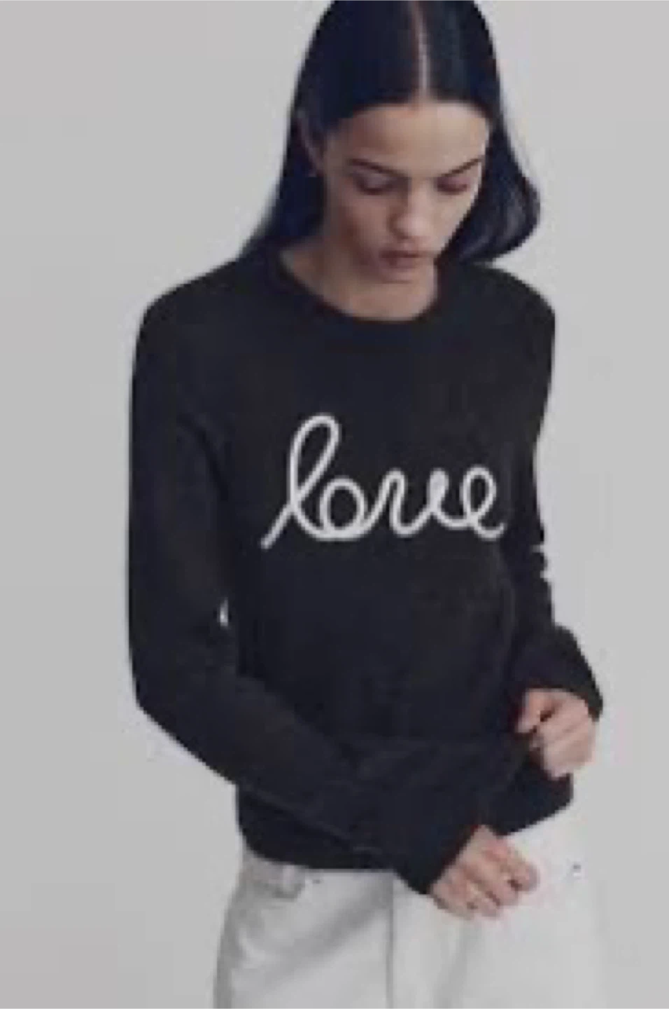 Lightweight Black "love" Sweater