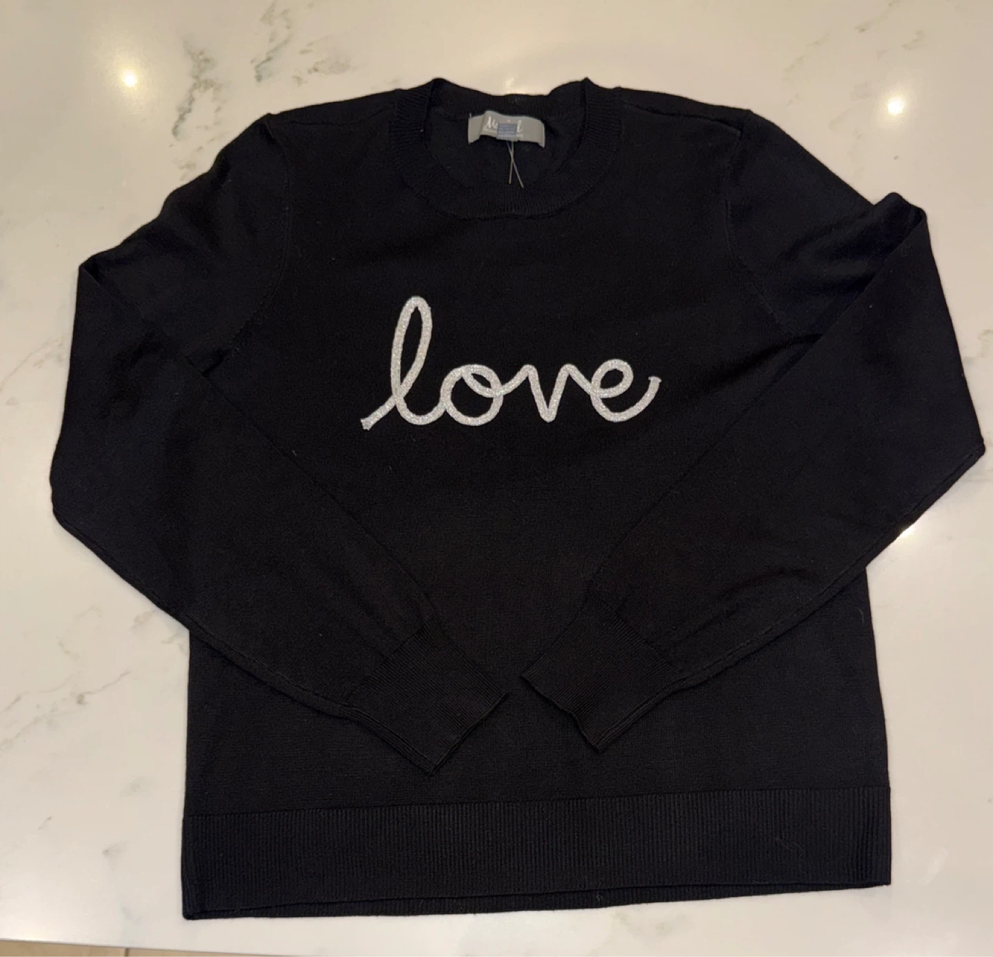 Lightweight Black "love" Sweater - photo 2