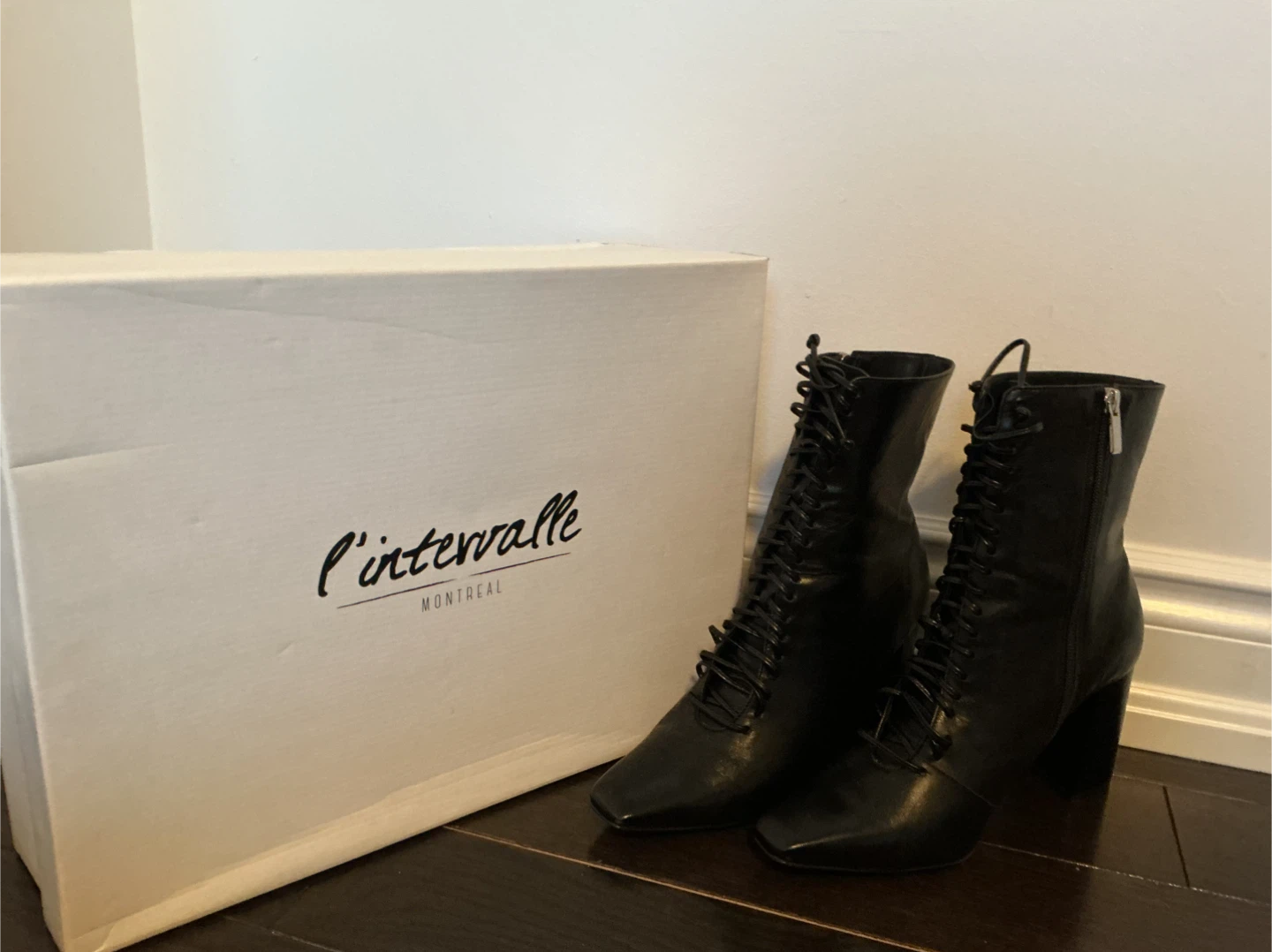 L'Intervalle Black Lace-Up Ankle Boots