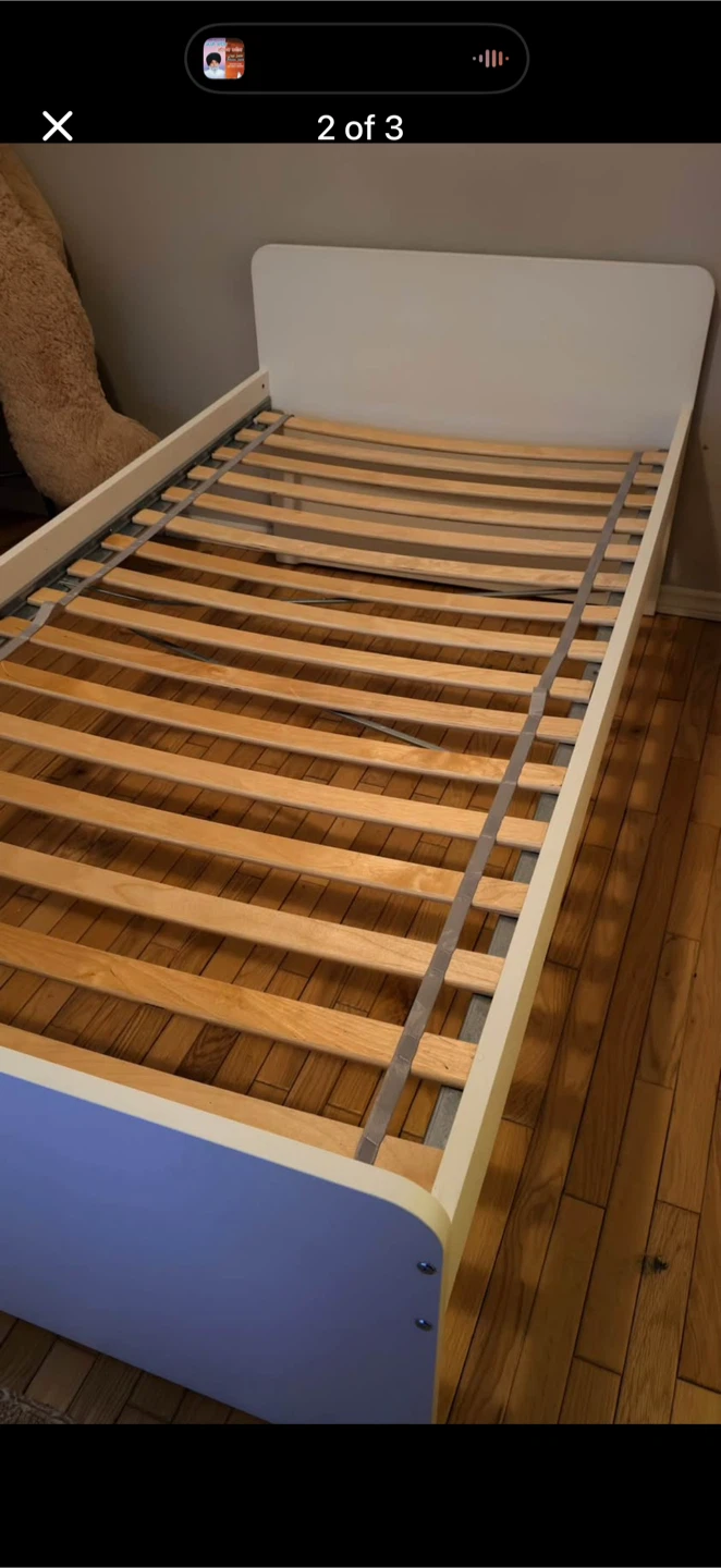Twin Bed Frame and mattress with Slats - photo 2