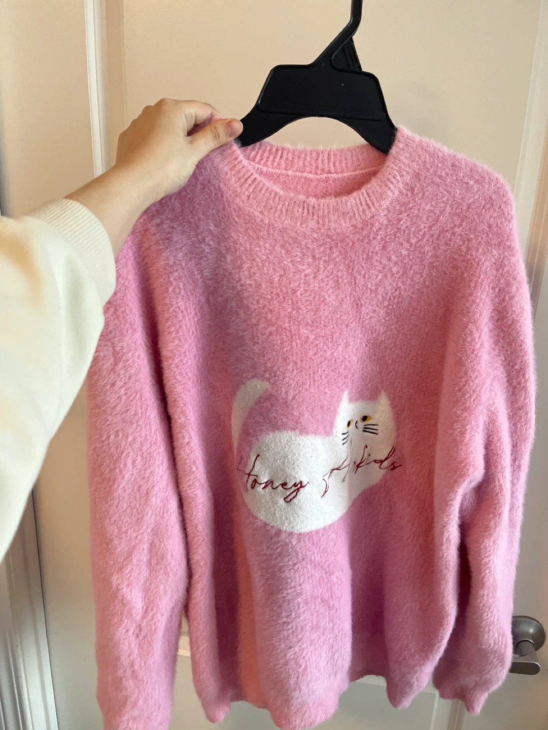 Pink Fuzzy Cat Sweater