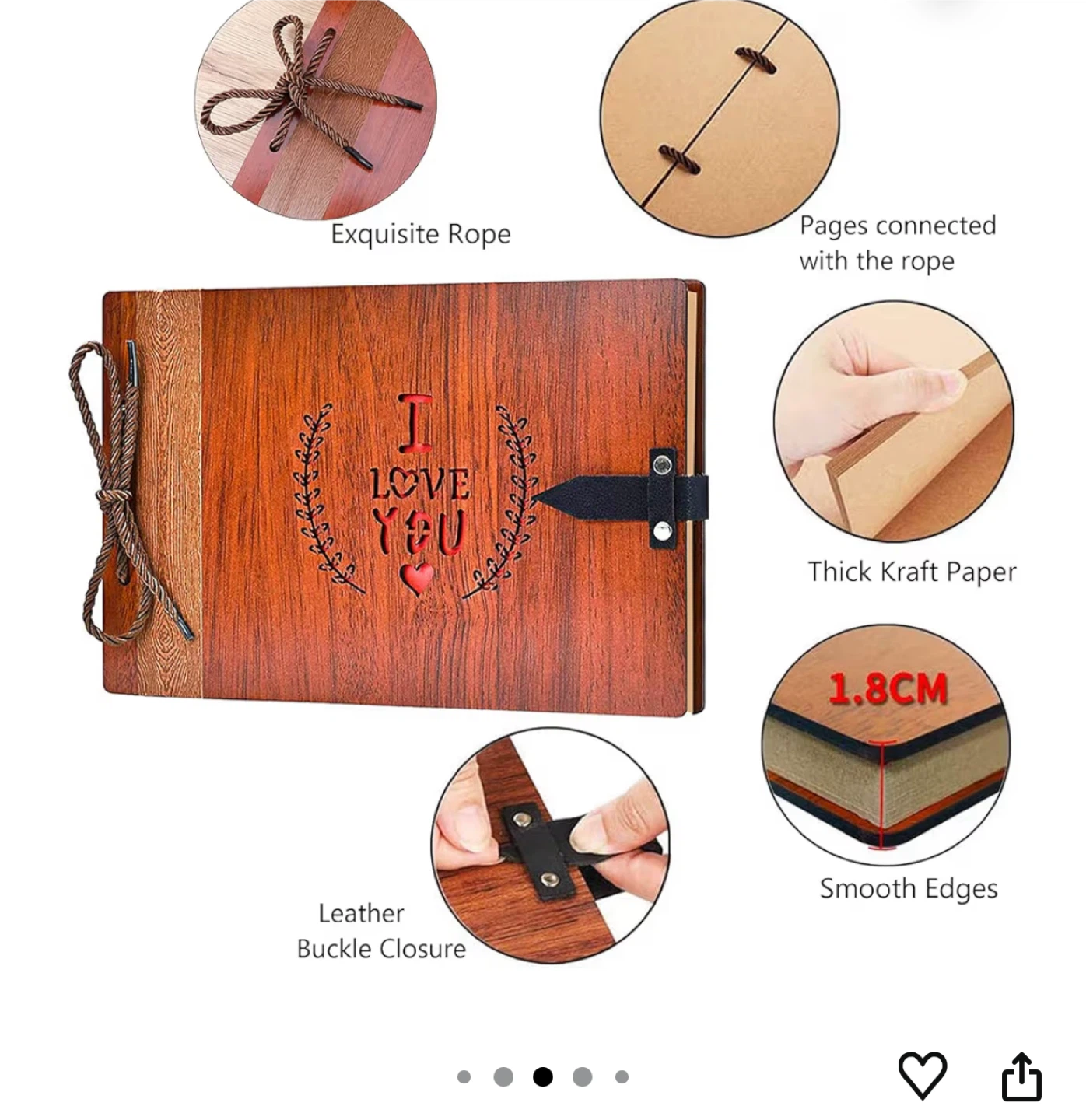 I Love You Wooden Scrapbook Album - photo 4