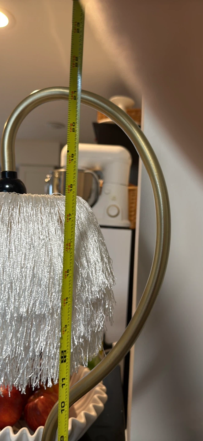 Gold Desk Lamp with White Fringe Shade - photo 2