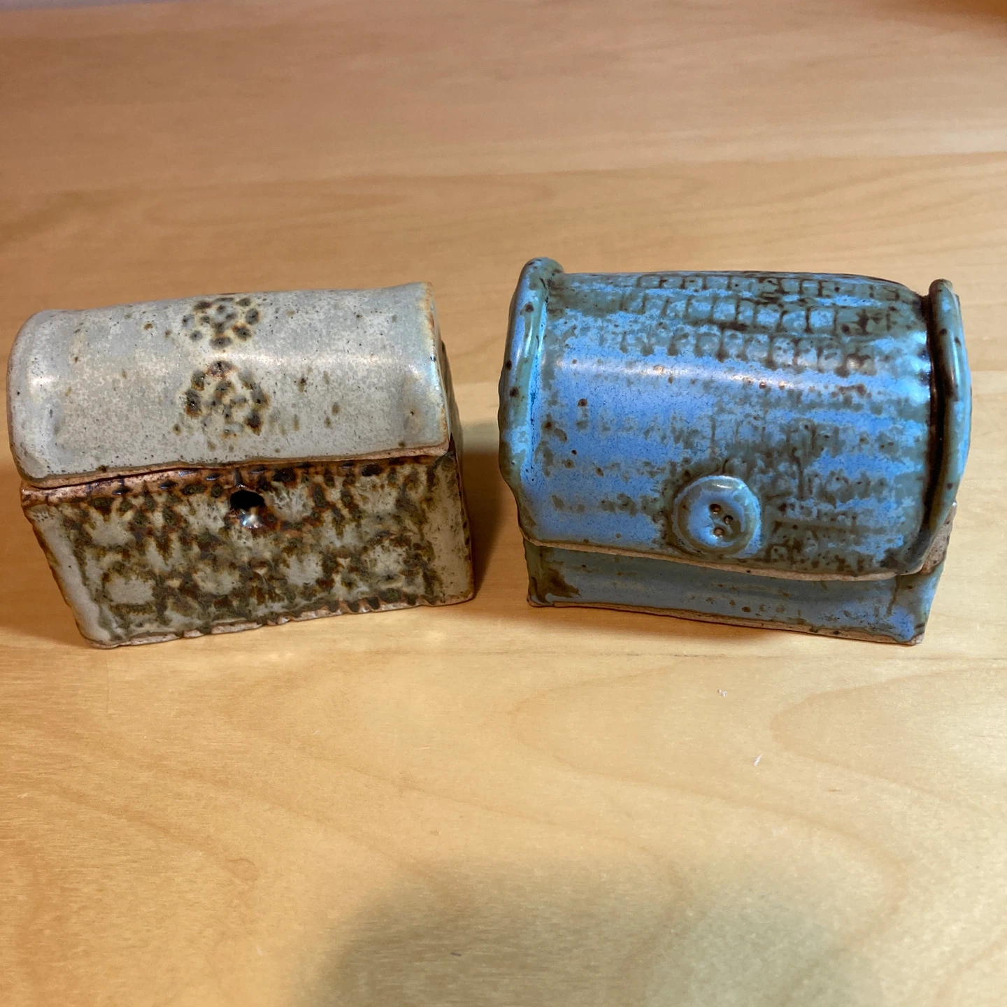 Ceramic Handmade Artist Signed Trinket Boxes