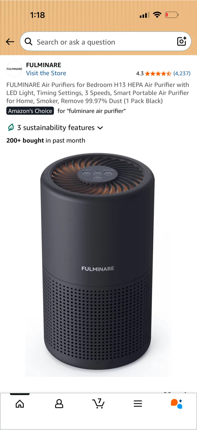 FULMINARE Air Purifier H13 HEPA