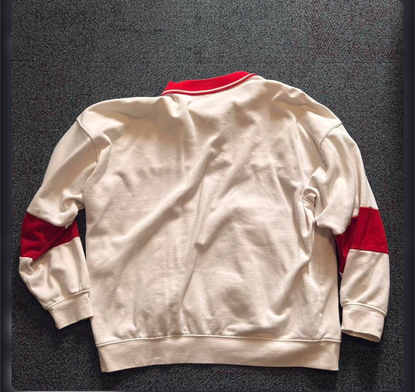 H&M Montreux White & Red Long Sleeve Polo Shirt - Size M - photo 3