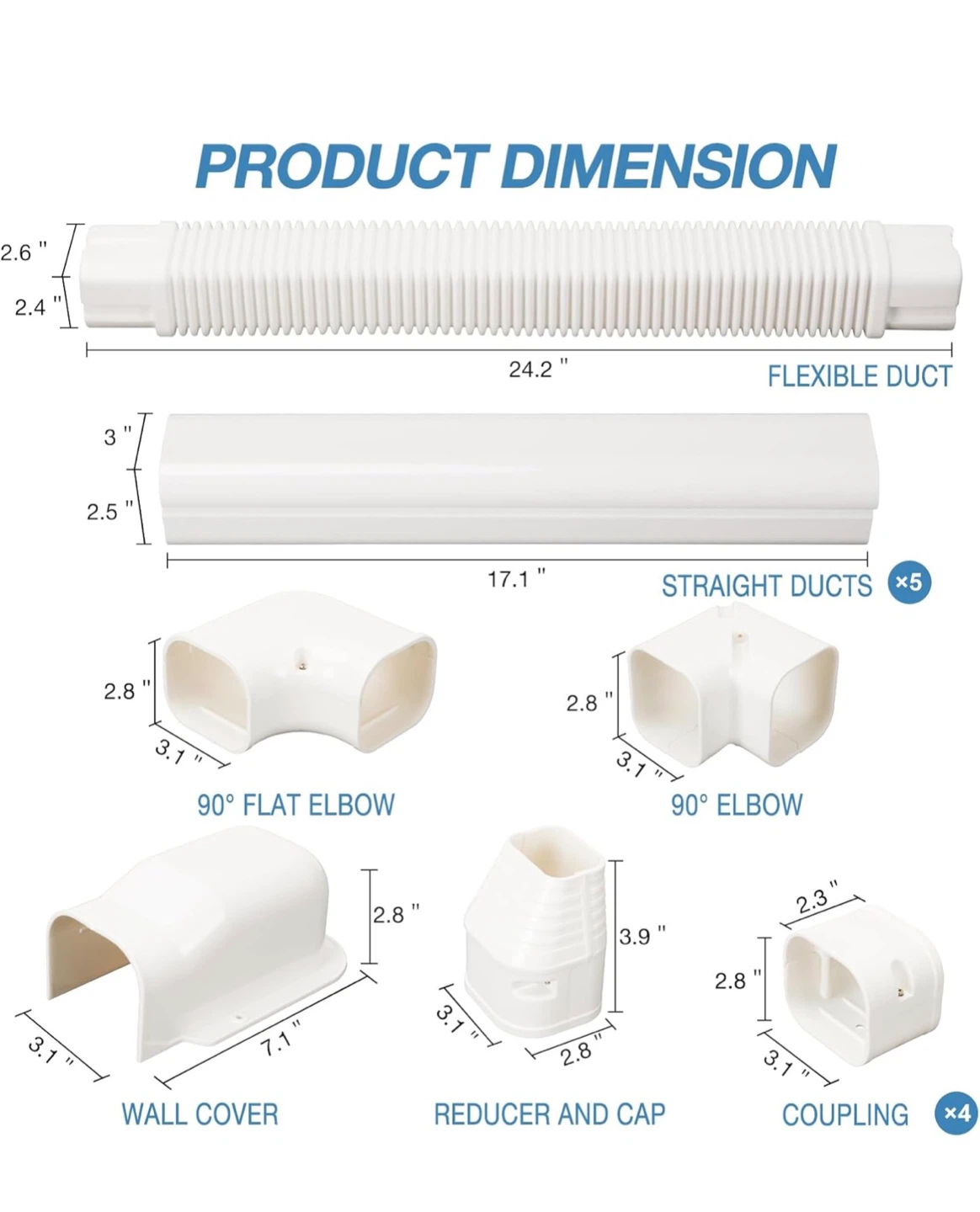 HOXHA AC Line Set Cover Kit - White PVC Tubing AC9 - photo 2