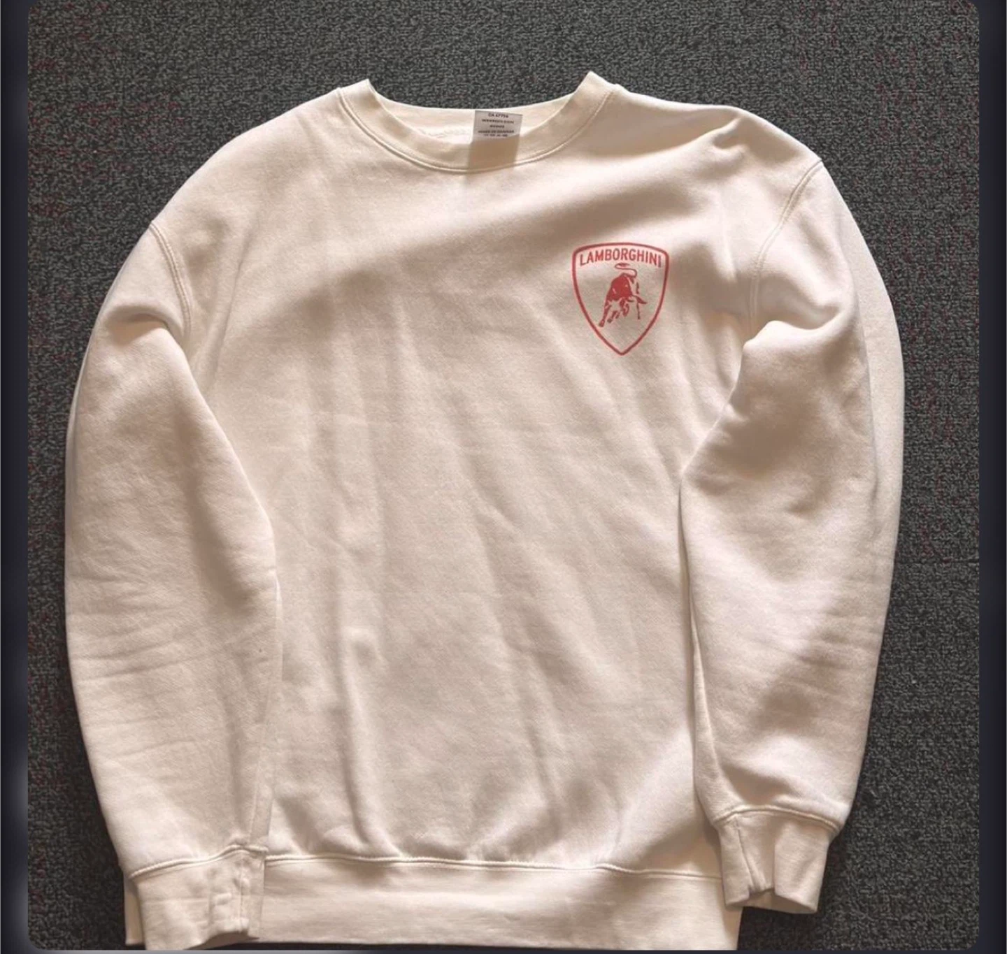 Lamborghini white/red retro car sweatshirt. Size L.