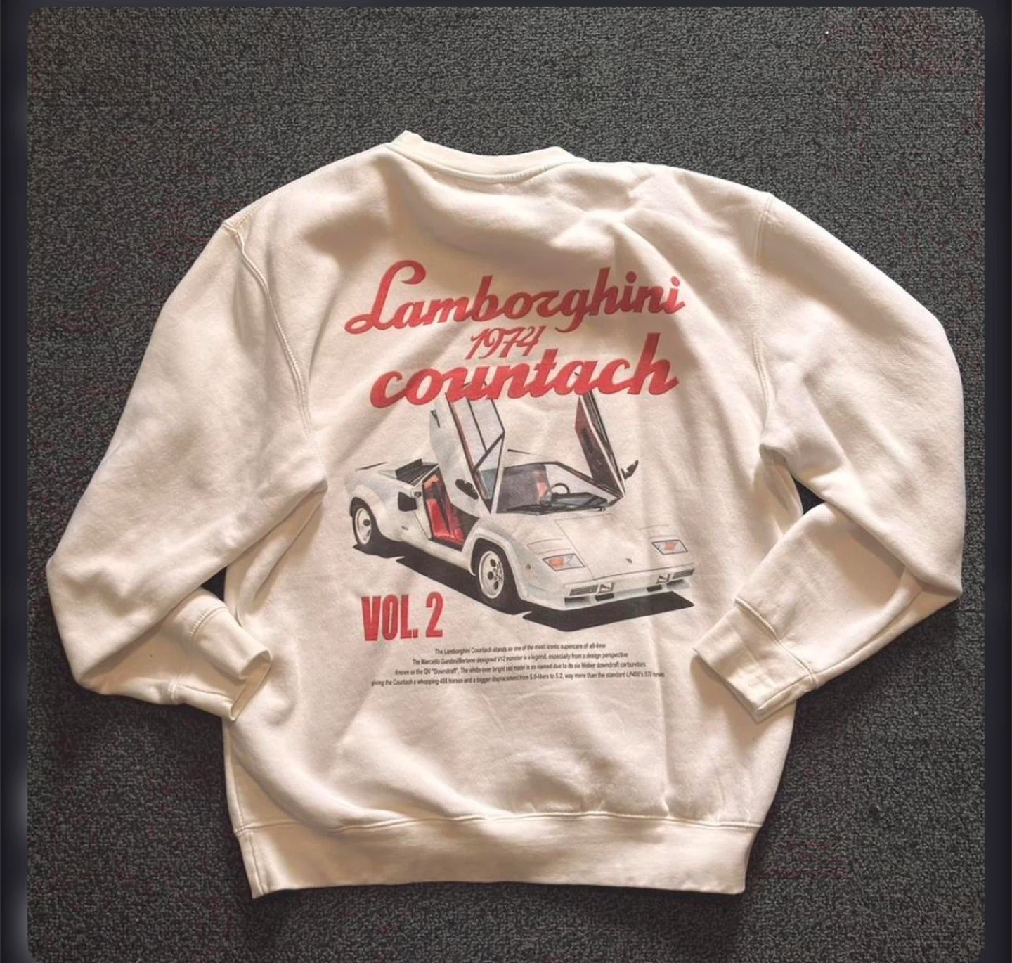 Lamborghini white/red retro car sweatshirt. Size L. - photo 3