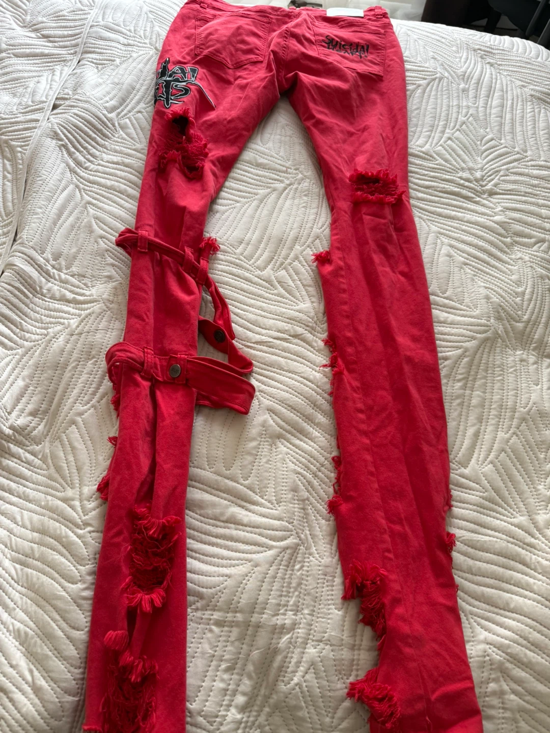 Suicidal Hearts Stacked Jeans RED Size 34 - photo 2
