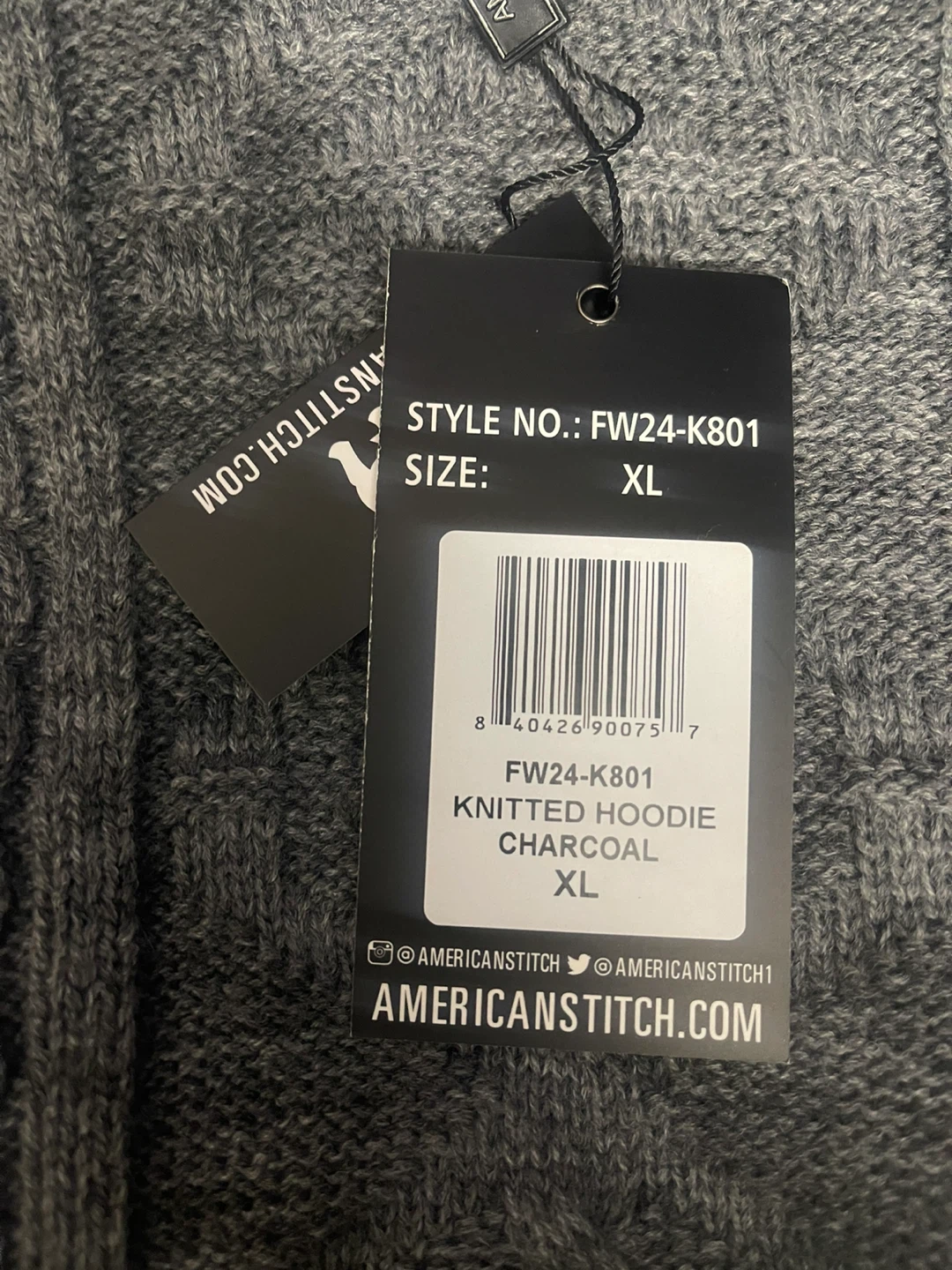 American Stitch Knitted Hoodie Charcoal XL - photo 4