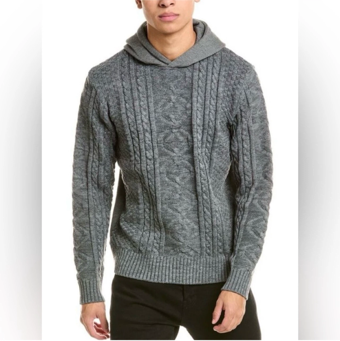 American Stitch Knitted Hoodie Charcoal XL
