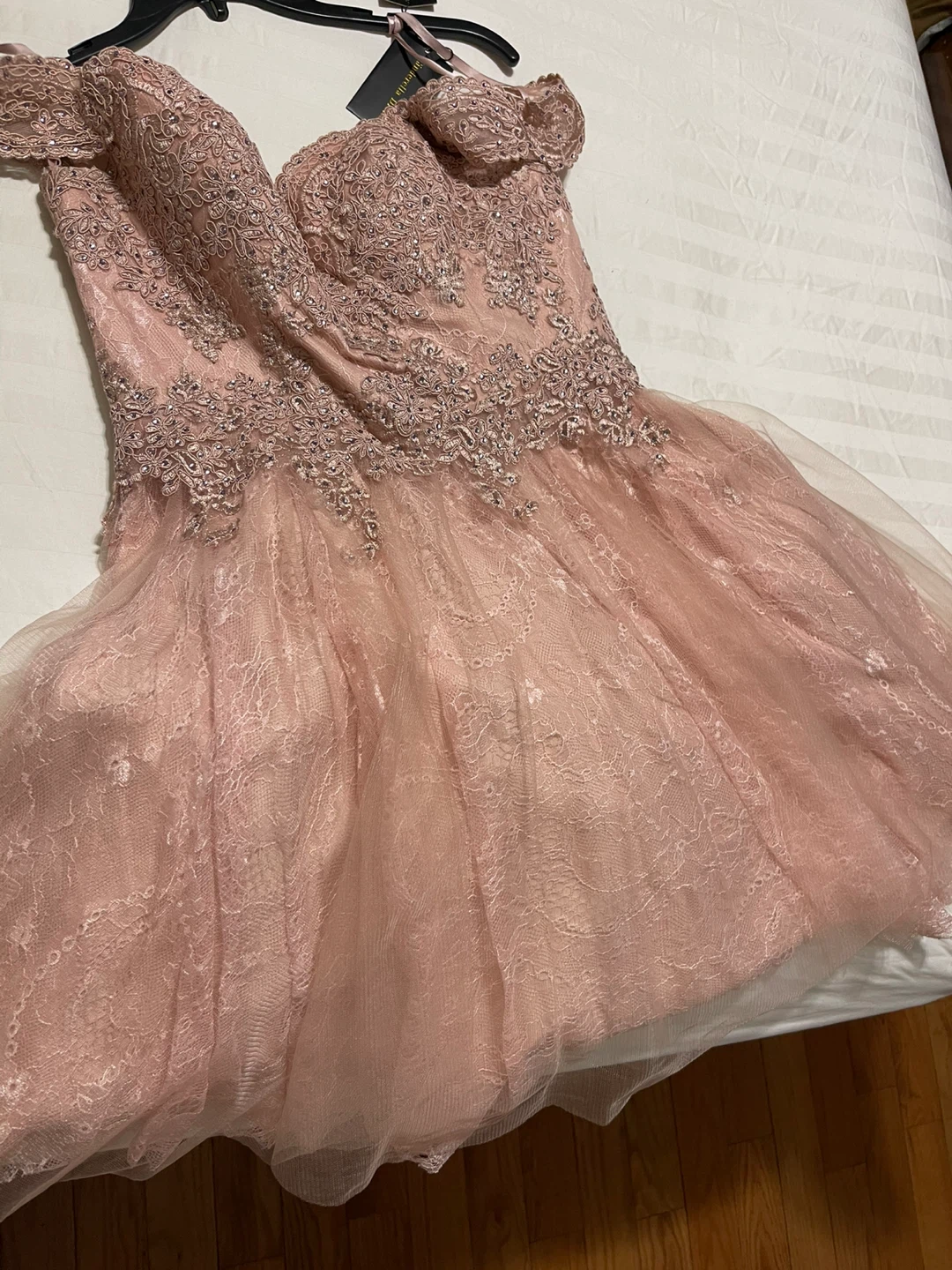 Cinderella Divine Pink Lace Embellished Off-the-Shoulder Dress - photo 3